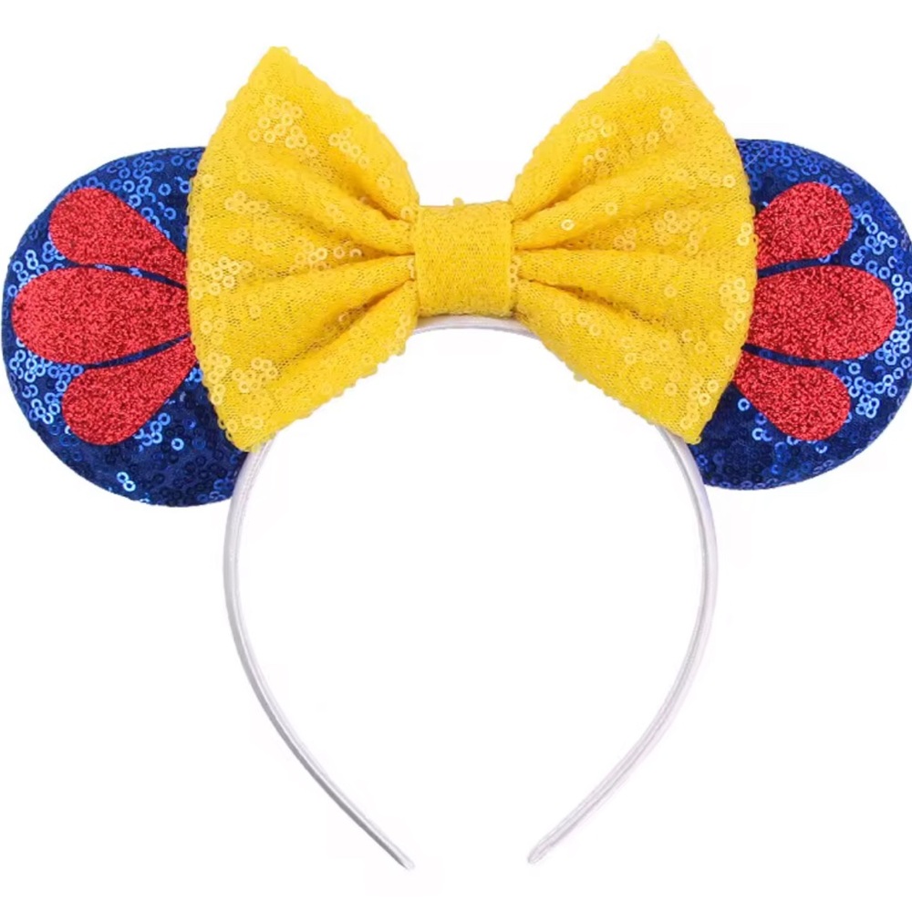 Snow White Yellow and Blue Sequin Bow Headband
